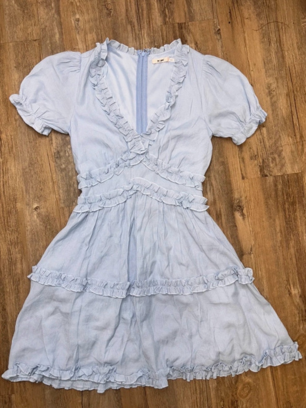 Mi ami Light Blue Ruffle Tiered Dress